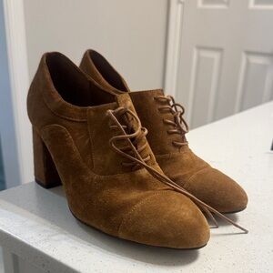 ABLE Brown Suede Women's Lace-Up Heels